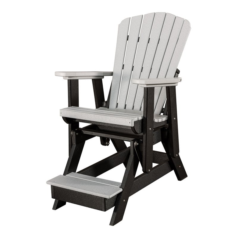 OS Home and Office Furniture Resin Fan Back Balcony Glider in Light Gray/Black