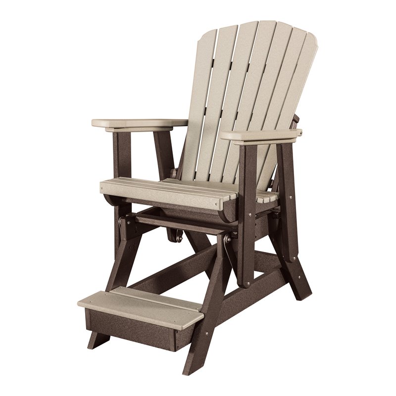 OS Home and Office Furniture Resin Fan Back Balcony Glider in Weatherwood/Brown