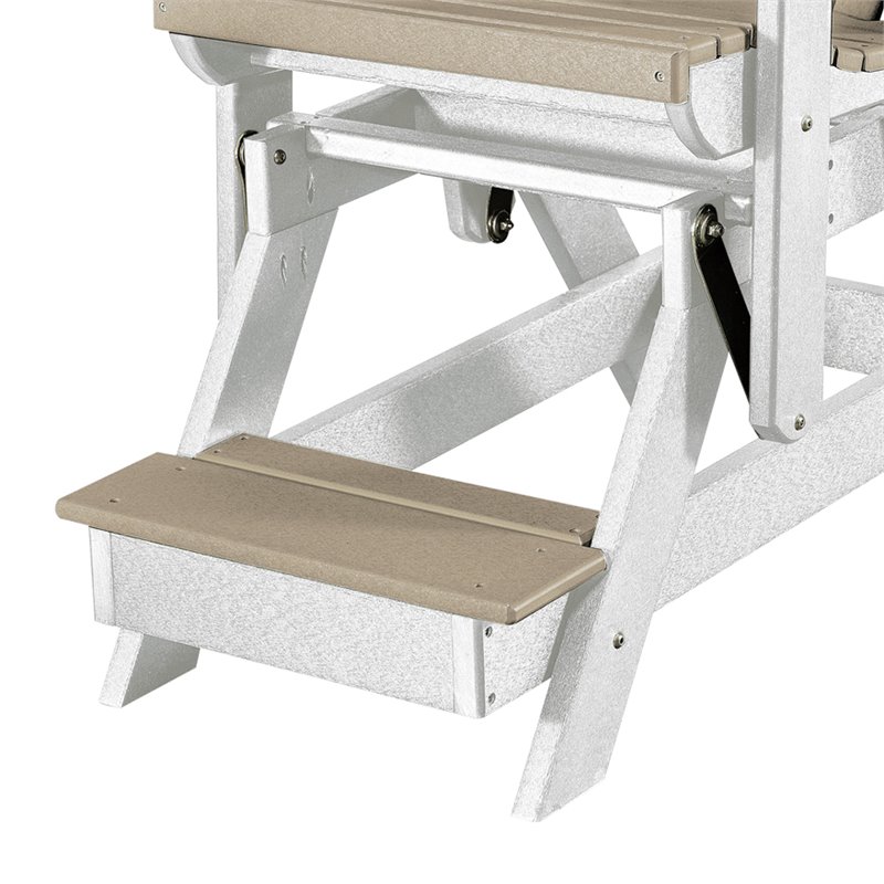 OS Home and Office Furniture Resin Fan Back Balcony Glider in Weatherwood/White