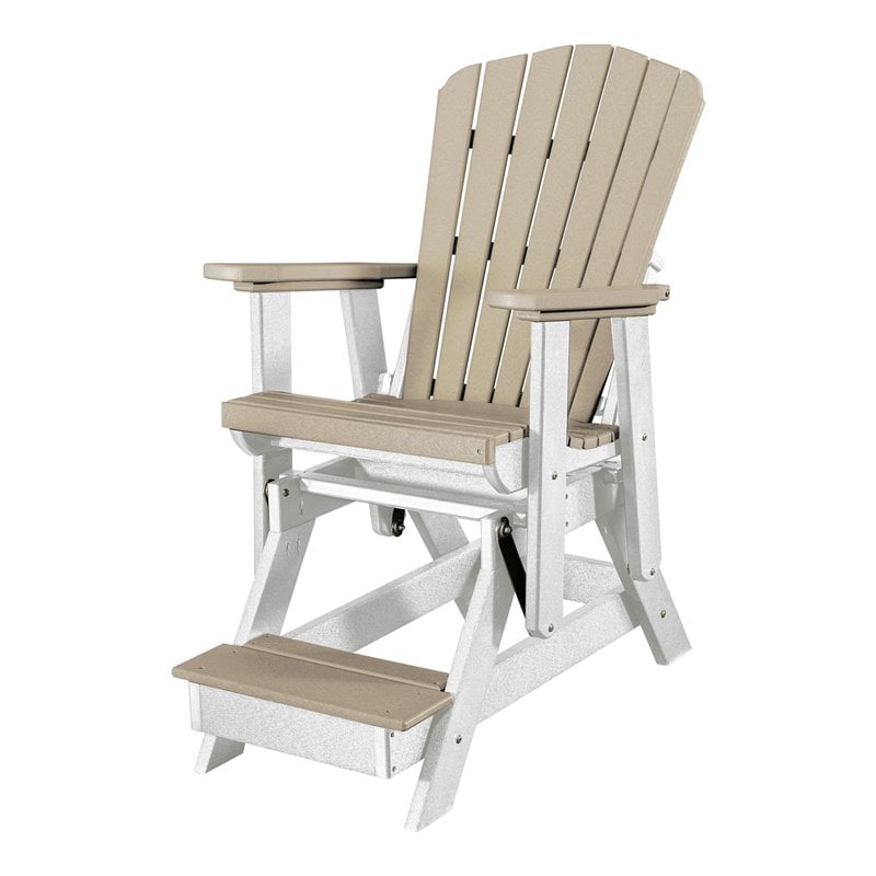 OS Home and Office Furniture Resin Fan Back Balcony Glider in Weatherwood/White
