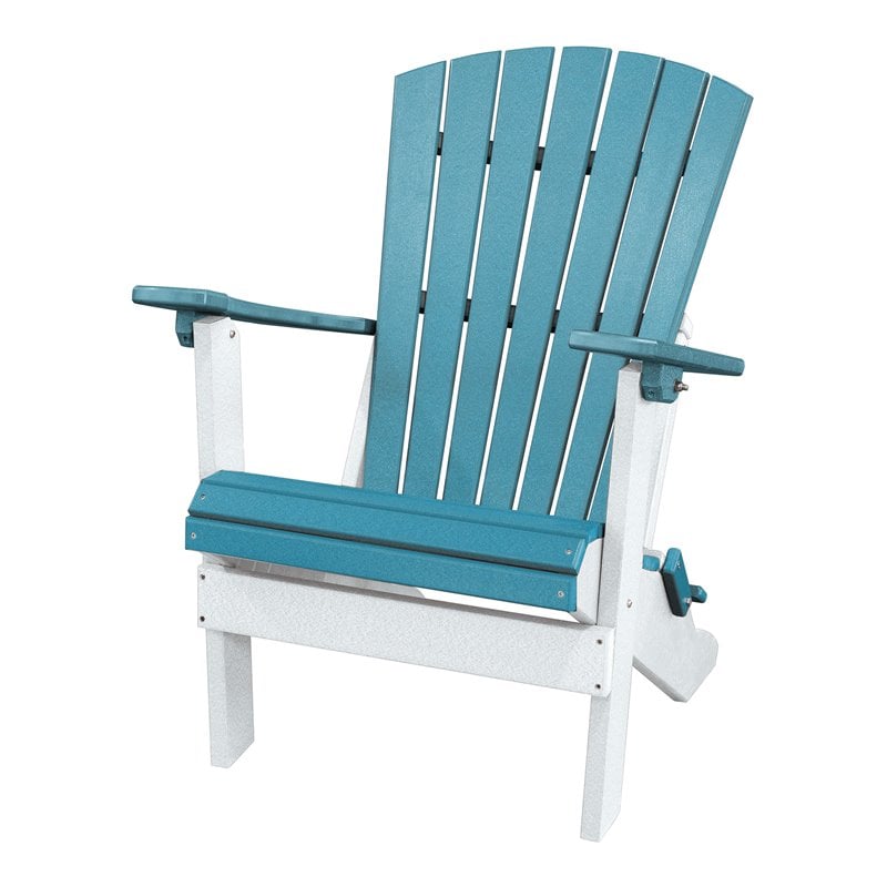 OS Home and Office Furniture Resin Folding Adirondack Chair in Aruba Blue/White
