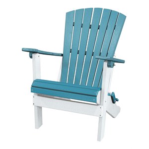 OS Home and Office Furniture Resin Folding Adirondack Chair in Aruba Blue/White