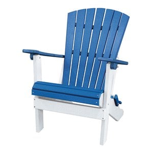 OS Home and Office Furniture Resin Folding Adirondack Chair in Blue/White