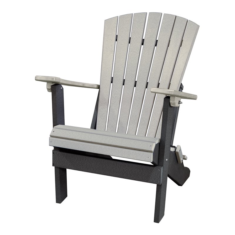 OS Home and Office Furniture Resin Folding Adirondack Chair in Light Gray/Black