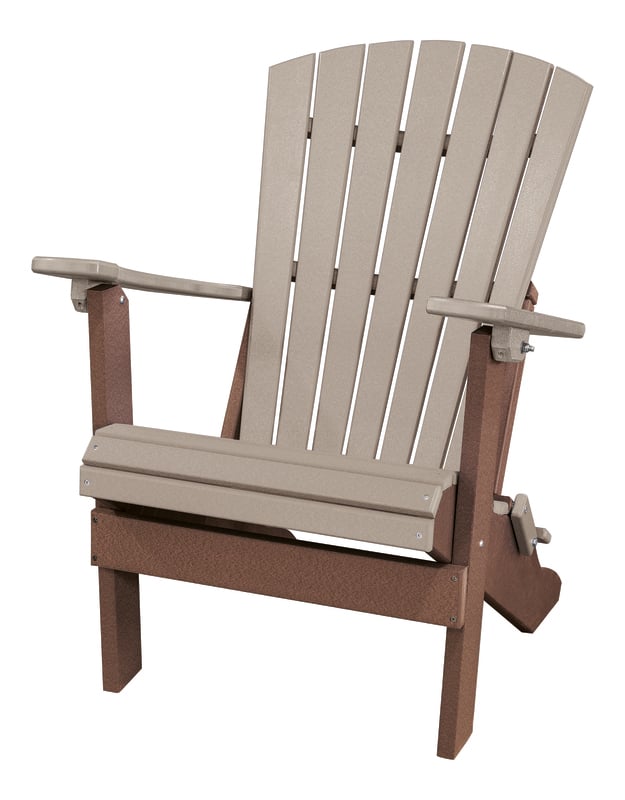OS Home and Office Furniture Resin Folding Adirondack Chair in Weatherwood/Brown