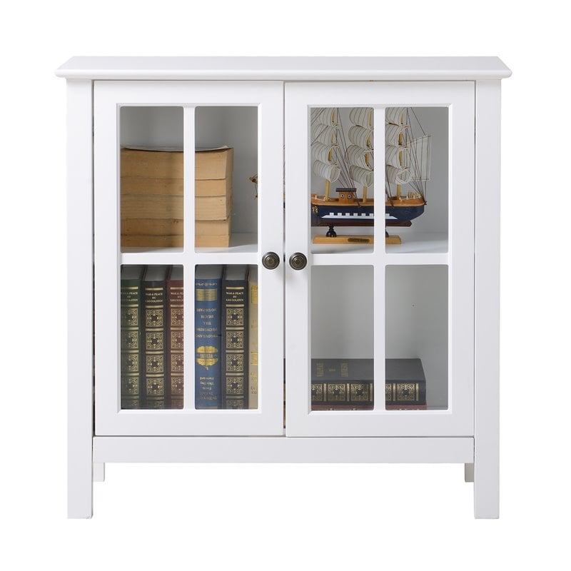 OS Home and Office Furniture Transitional Wood Accent Display Cabinet in White