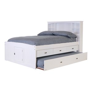 os home and office furniture 3-drawer wood full captains bookcase bed in white