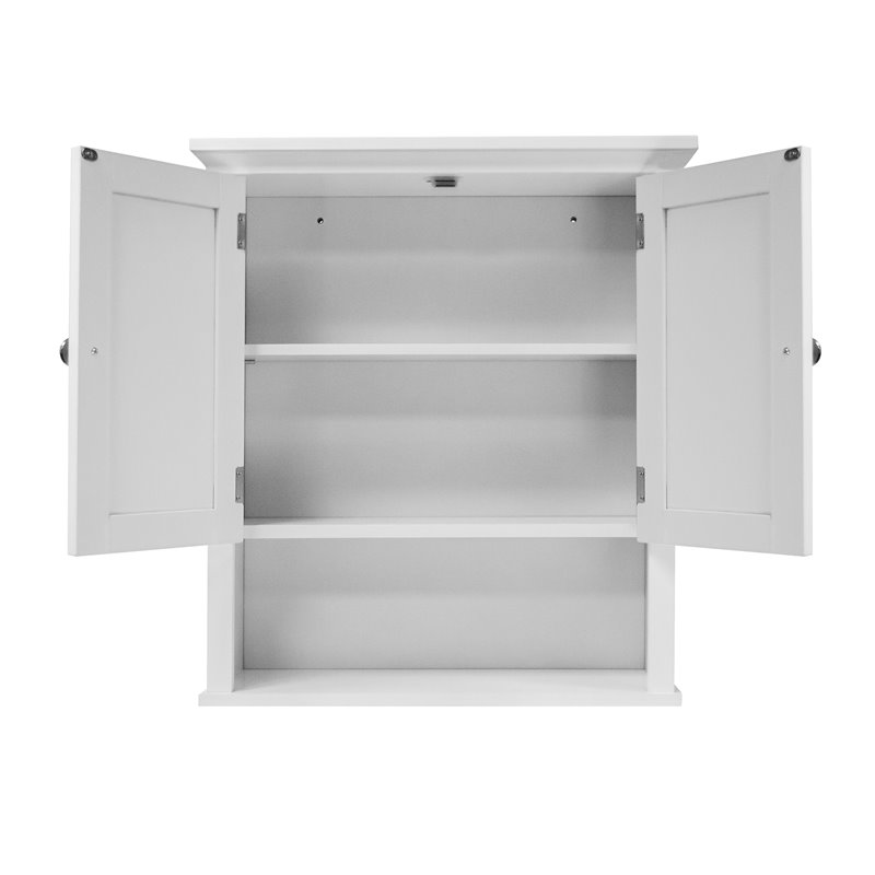 OS Home and Office Furniture 2-Door Wood Wall Cabinet with Shelves in White