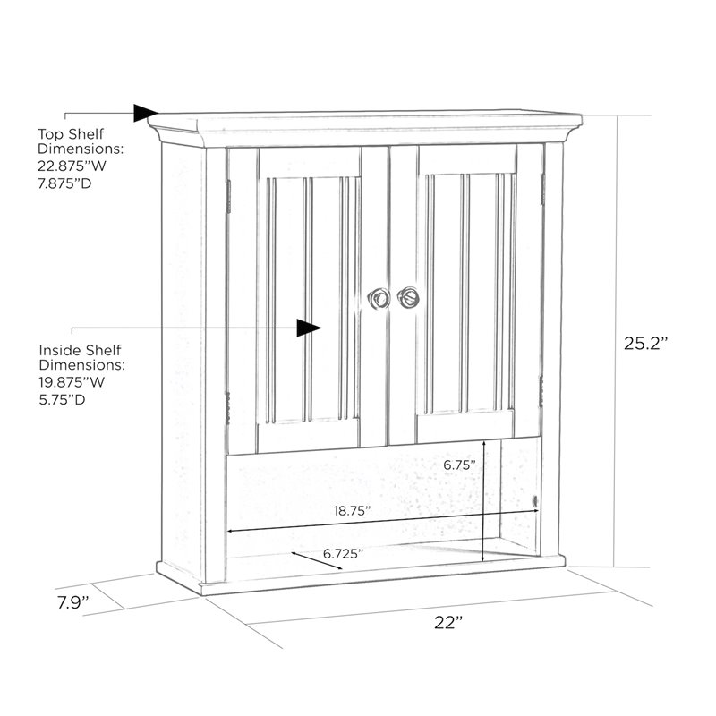OS Home and Office Furniture 2-Door Wood Wall Cabinet with Shelves in White