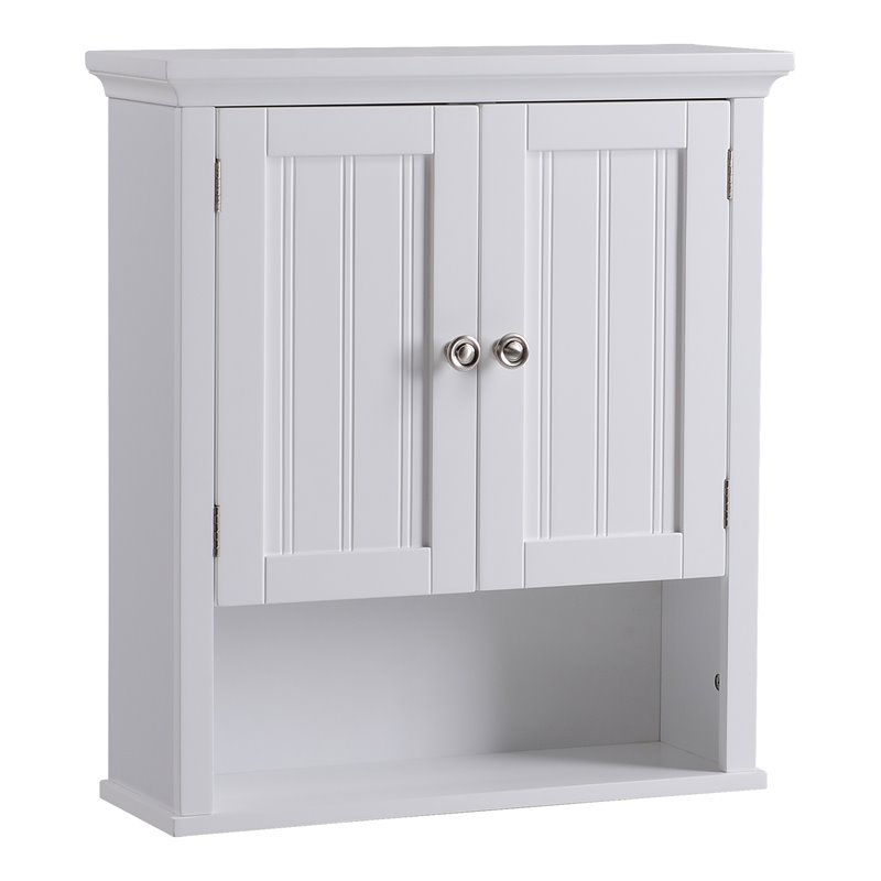 OS Home and Office Furniture 2-Door Wood Wall Cabinet with Shelves in White