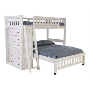 os home and office furniture 6-drawer wood twin over full loft bed in white
