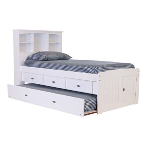 os home and office furniture 3-drawer wood twin bookcase bed in casual white