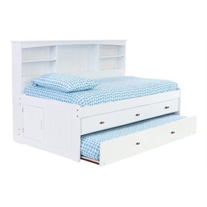 os home and office furniture 3-drawer wood twin bookcase daybed in casual white