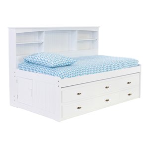 os home and office furniture 6-drawer wood twin bookcase daybed in casual white