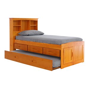 os home and office furniture 3-drawer wood twin bookcase bed in warm honey oak