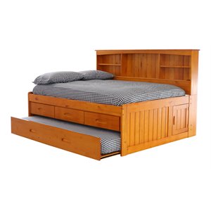 os home and office furniture 3-drawer pine wood full daybed in warm honey oak