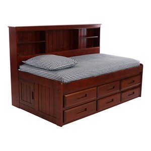 os home and office furniture 6-drawer pine wood twin daybed in rich merlot