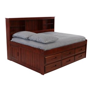 os home and office furniture 6-drawer pine wood full daybed in rich merlot