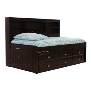 os home and office furniture 6-drawer pine wood twin daybed in dark espresso