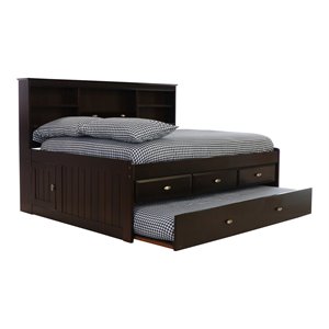 os home and office furniture 3-drawer pine wood full daybed in dark espresso