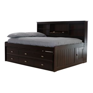 os home and office furniture 6-drawer pine wood full daybed in dark espresso