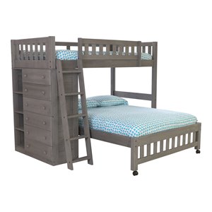 os home and office furniture 6-drawer wood twin over full loft bed in charcoal