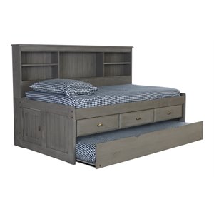 os home and office furniture 3-drawer pine wood twin daybed in charcoal gray