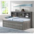 OS Home and Office Furniture 6-Drawer Pine Wood Twin Daybed in Charcoal Gray