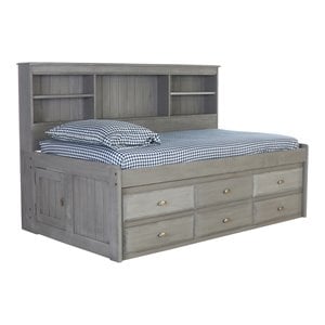 os home and office furniture 6-drawer pine wood twin daybed in charcoal gray
