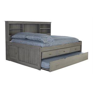 os home and office furniture 3-drawer pine wood full daybed in charcoal gray