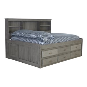 os home and office furniture 6-drawer pine wood full daybed in charcoal gray