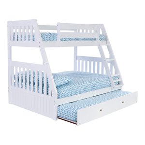 os home and office furniture pine wood twin over full bunk bed in casual white