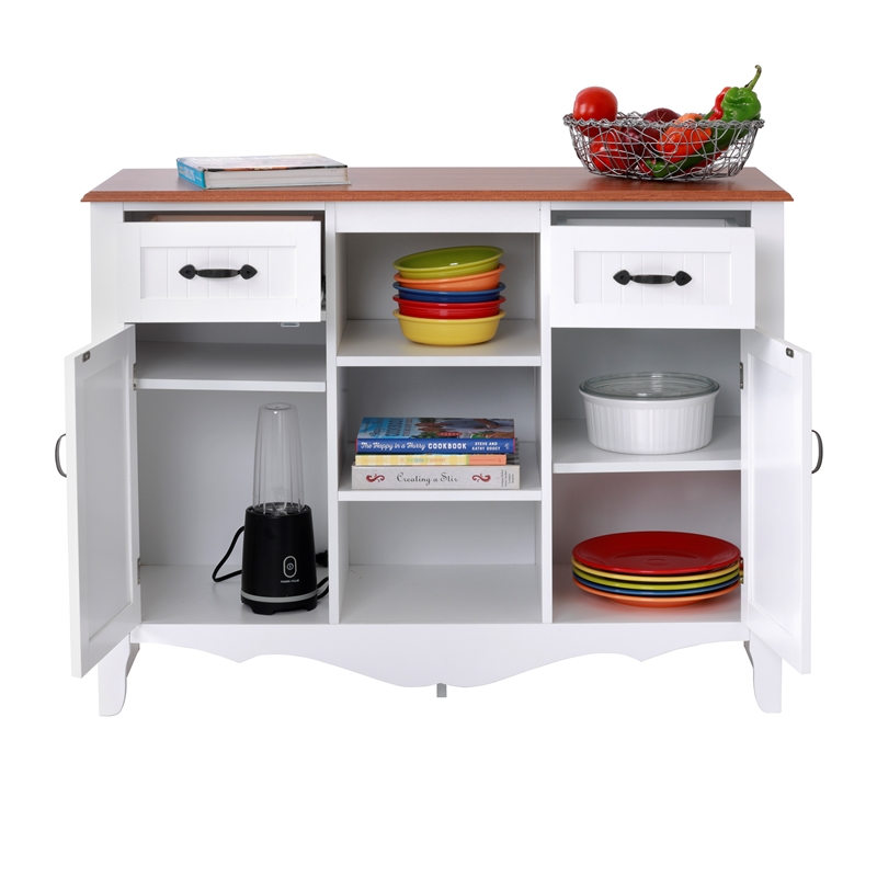 OS Home & Office Furniture 25305 White Countryside Buffet w/ 2 Drawers & 2 Doors