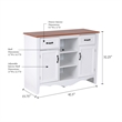 OS Home & Office Furniture 25305 White Countryside Buffet w/ 2 Drawers & 2 Doors