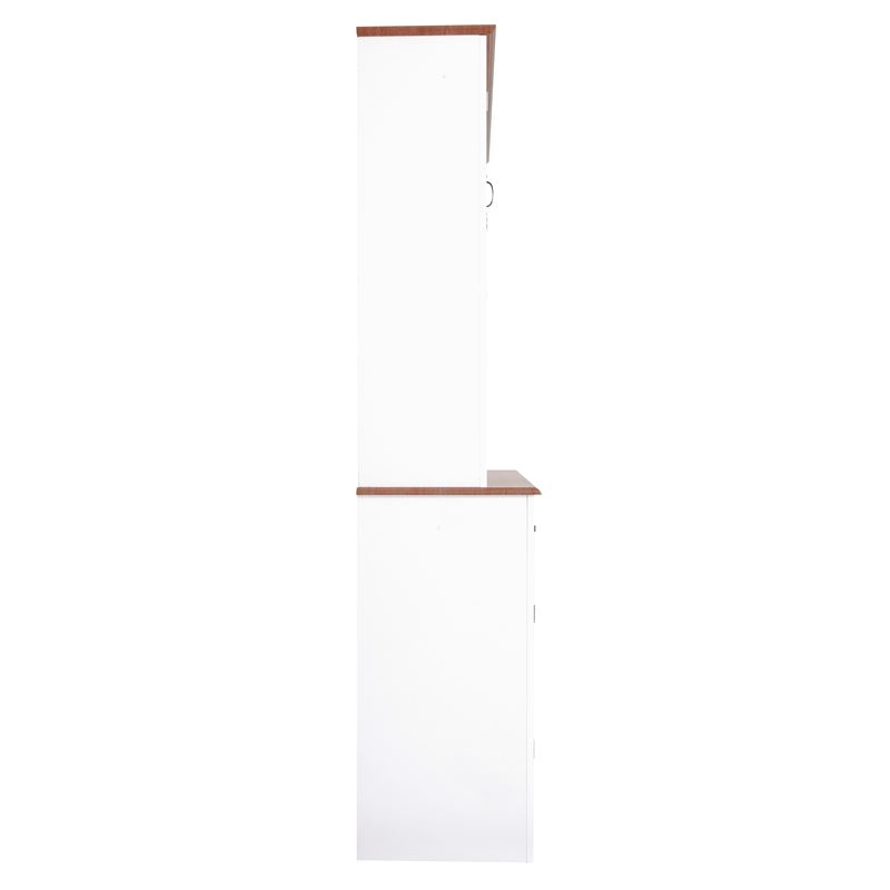 OS Home and Office Furniture Model 25308K White Countryside Buffet and Hutch