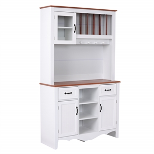 OS Home and Office Furniture Model 25308K White Countryside Buffet and Hutch