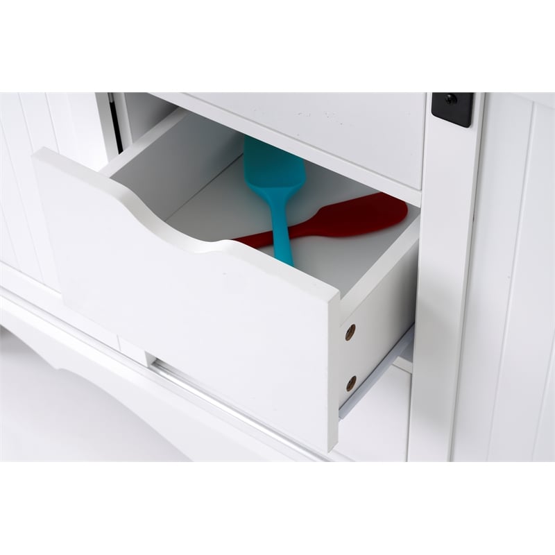 OS Home and Office Furniture  25309K White Countryside Barn Door Buffet & Hutch