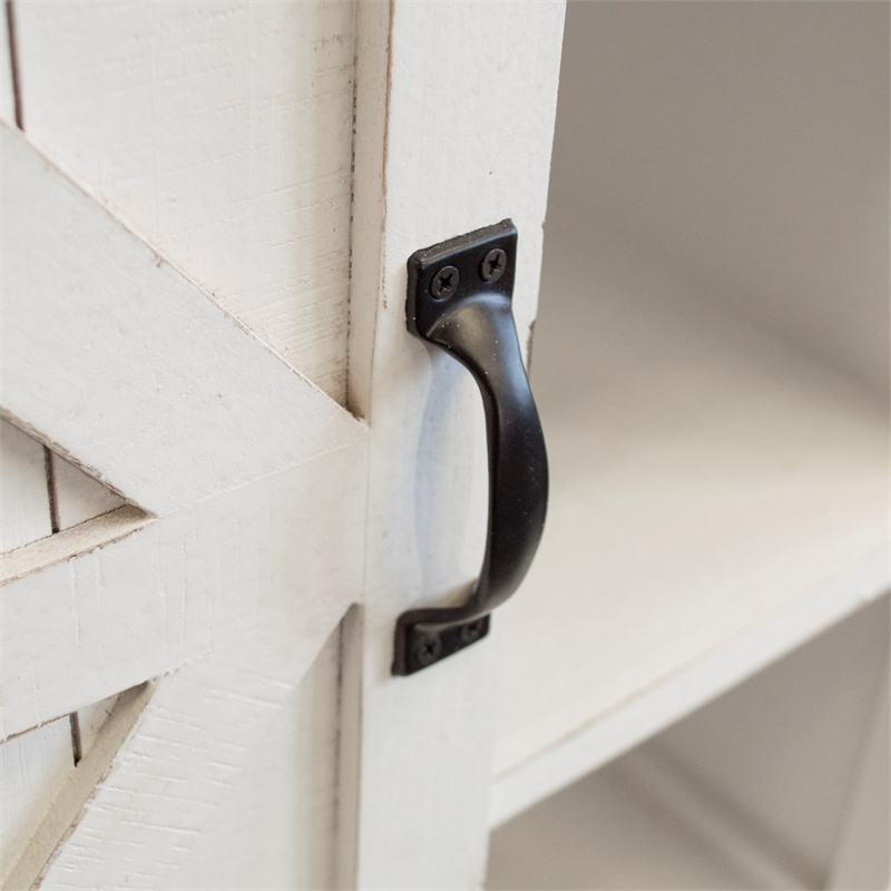 OS Home and Office 477001 Farm House White Weathered Sliding Barn Door Cabinet