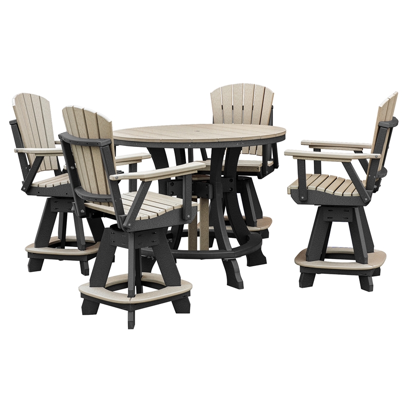 OS Home and Office CR130WWBK-K Five Piece Round Counter Height Dining Set