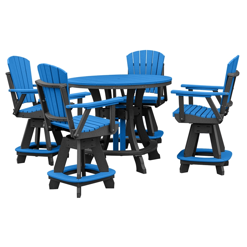 OS Home and Office CR130BBK-K Five Piece Round Counter Height Dining Set in Blue