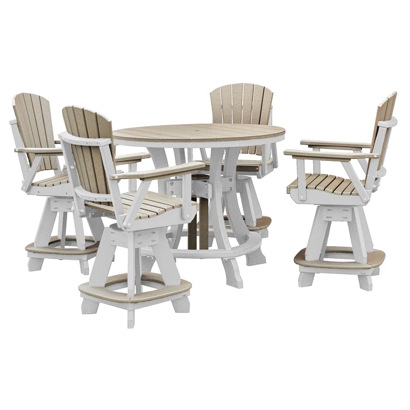 OS Home and Office CR130WWWT-K Five Piece Round Counter Height Dining Set