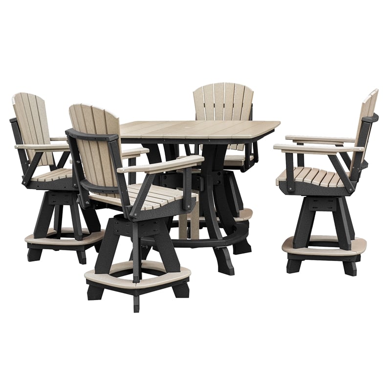 OS Home and Office CS130WWBK-K Five Piece Square Counter Height Dining Set