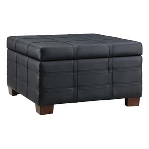 os home and office furniture detour strap square storage ottoman in black