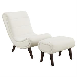 os home and office furniture hawkins lounger with ottoman in white faux leather
