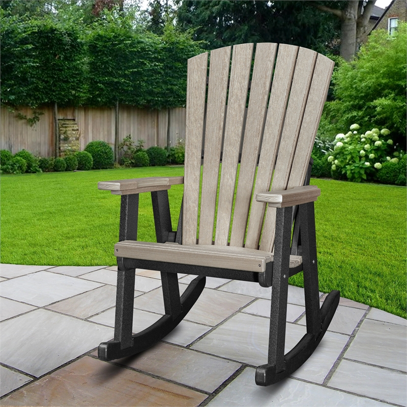 OS Home and Office 518WWBK Rocking Chair in Weatherwood with a Black Base