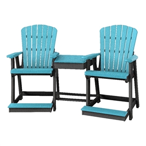 OS Home and Office 514ARB-K Counter Height Settee in Aruba Blue/Black Base