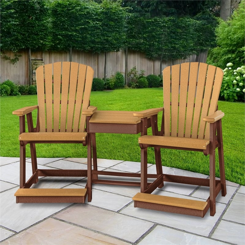 OS Home and Office 514CTB-K Counter Height Settee in Cedar/Tudor Brown Base