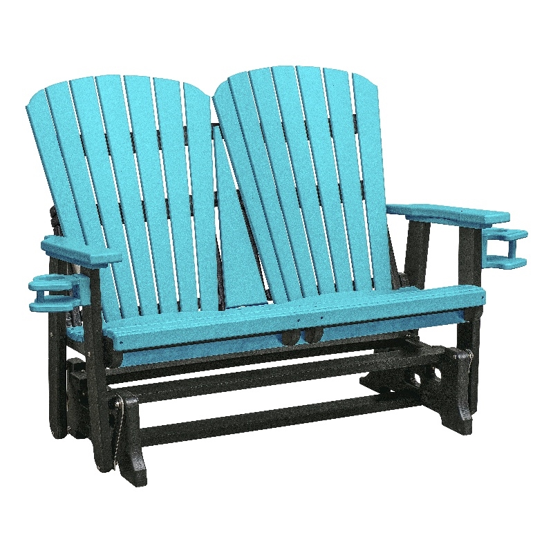 OS Home and Office 420ARB Dual Fan Back Glider in Aruba Blue with a Black Base