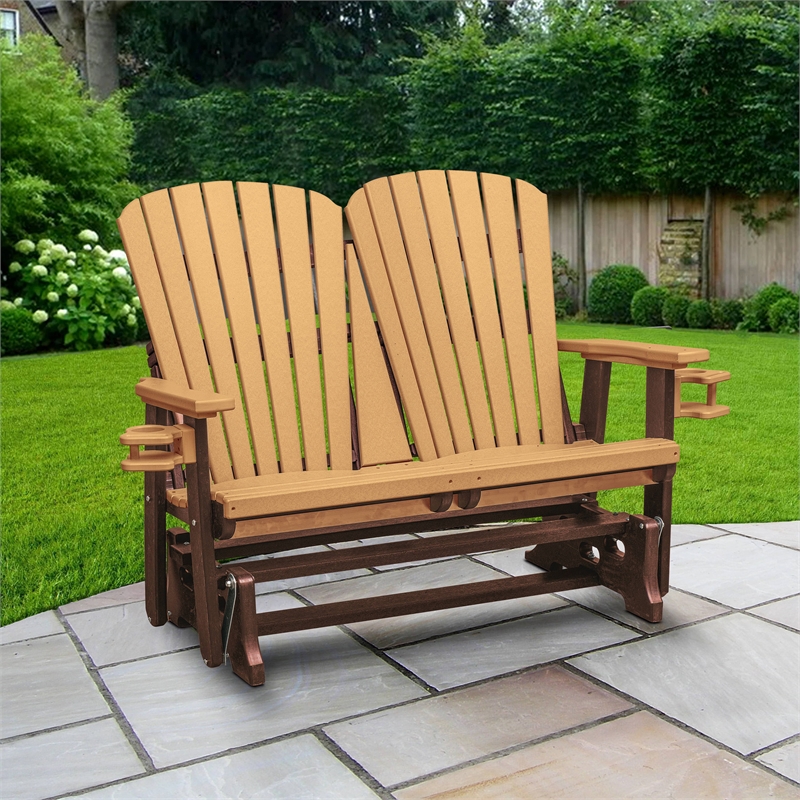 OS Home and Office 420CTB Dual Fan Back Glider in Cedar with a Tudor Brown Base