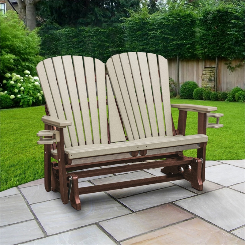 OS Home and Office 420WWTB Dual Fan Back Glider in Weatherwood/Tudor Brown Base